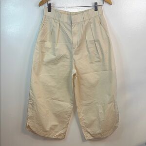 Anthropologie Cream Cropped Trousers